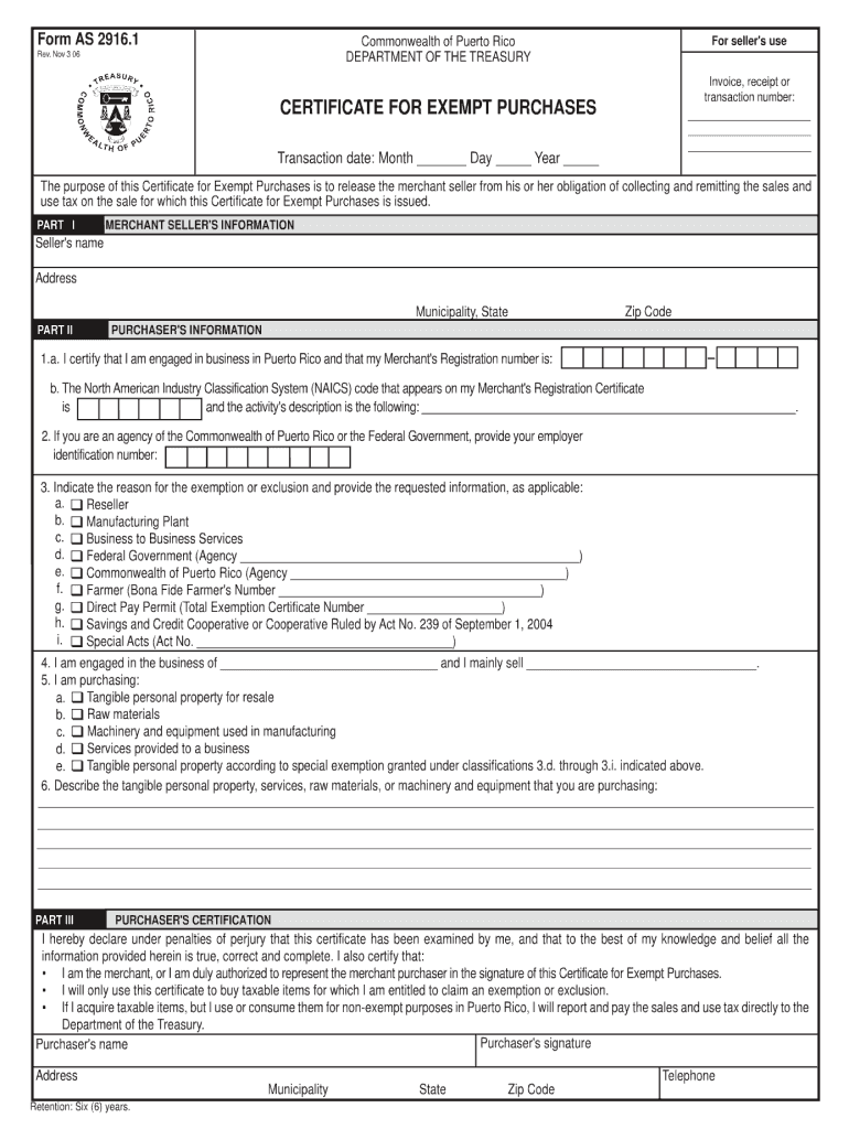 2006 Form PR AS 2916 1 Fill Online Printable Fillable Blank PDFfiller