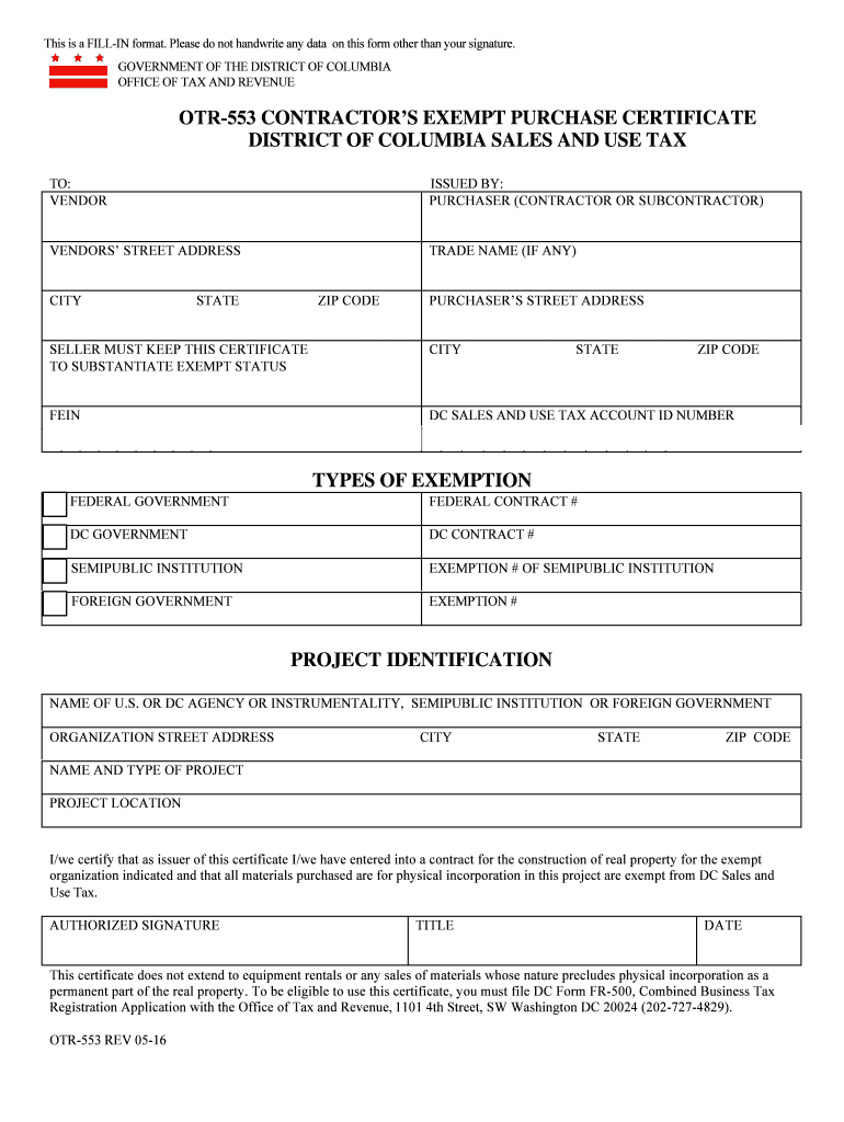 2016 2024 Form DC OTR 553 Fill Online Printable Fillable Blank 