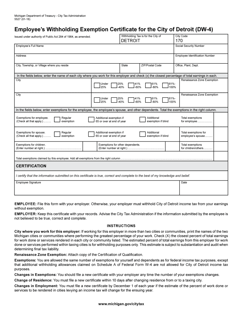 2018 2024 Form MI DW 4 Fill Online Printable Fillable Blank PdfFiller