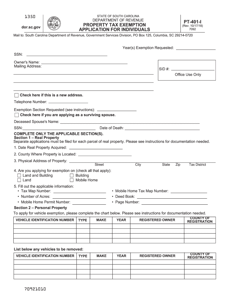 2018 Form SC PT 401 I Fill Online Printable Fillable Blank PdfFiller