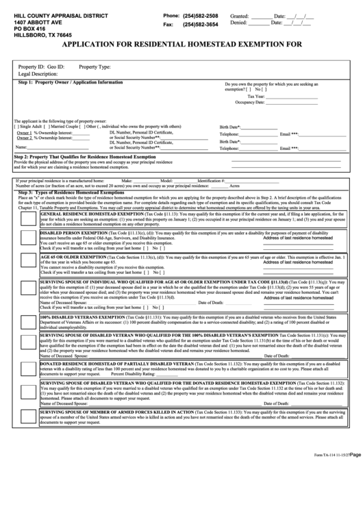 Tarrant County Appraisal District Homestead Exemption Form