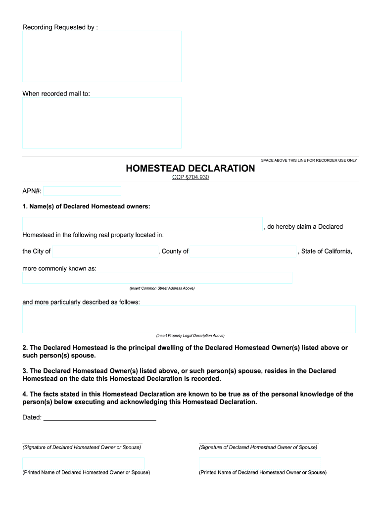 California Homestead Exemption Form San Bernardino County