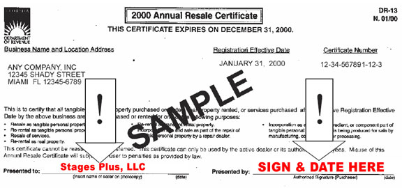 DR 13 Annual Resale Certificate