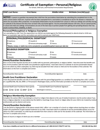 Exemptions Informed Choice Washington