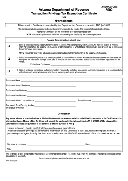 fillable-arizona-form-5002-transaction-privilege-tax-exemption