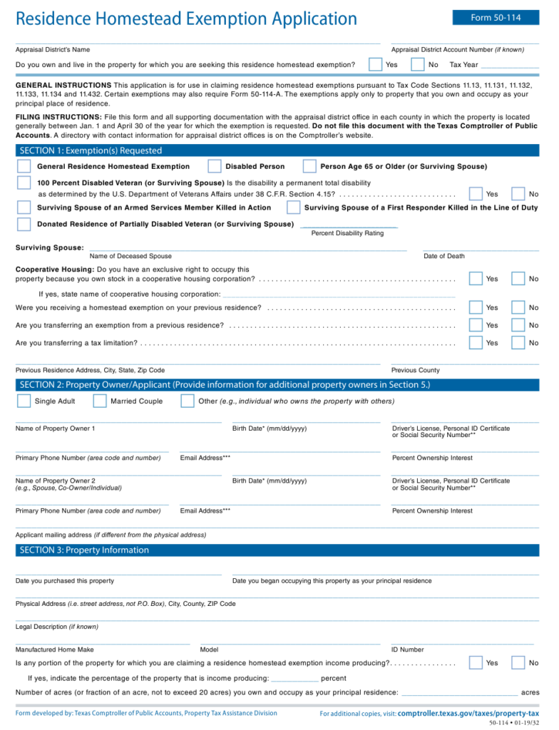 Form 50 144 Download Fillable PDF Or Fill Online Residence Homestead