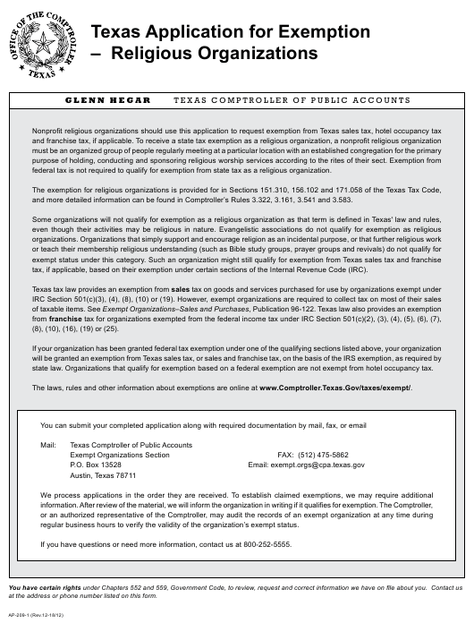 Form AP 209 Download Fillable PDF Or Fill Online Texas Application For 