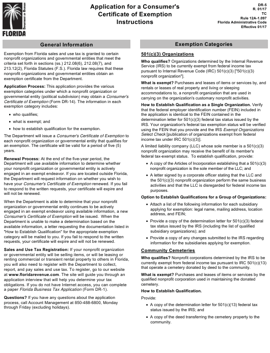 Form DR 5 Download Printable PDF Application For A Consumer s 