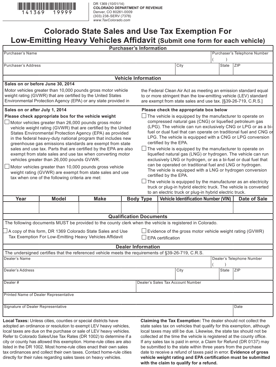 Colorado Sales And Use Tax Exemption Form ExemptForm
