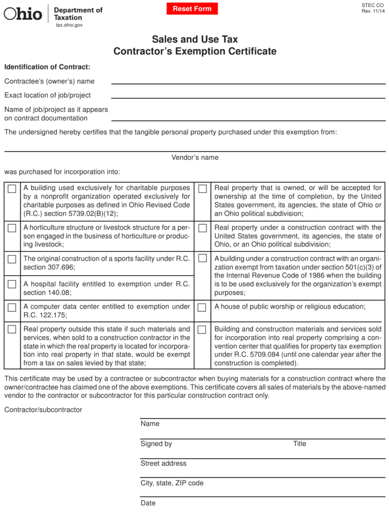 Form STEC CO Download Fillable PDF Or Fill Online Contractor s 