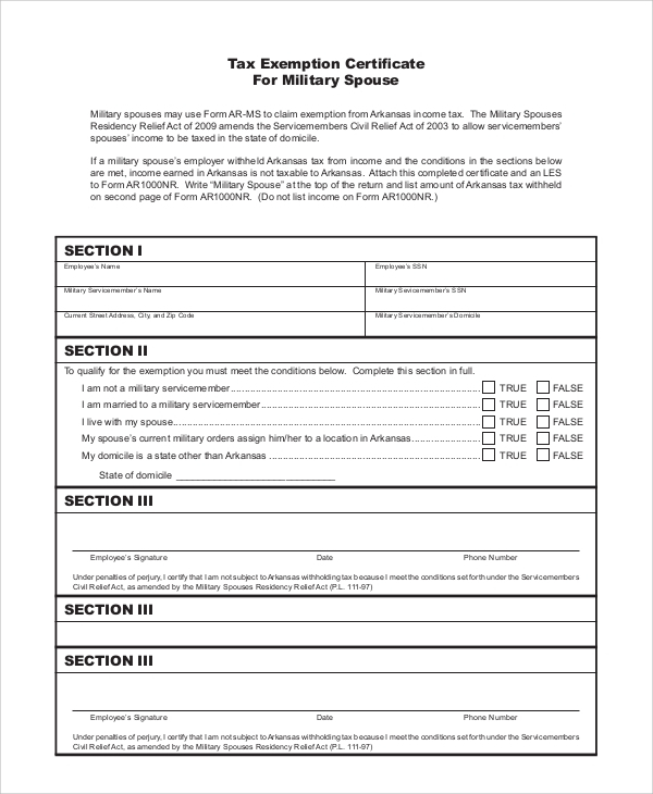 FREE 10 Sample Tax Exemption Forms In PDF