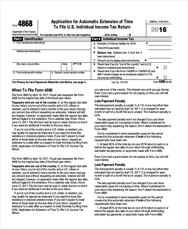 Free 9 Sample Federal Tax Forms In Pdf Ms Word 