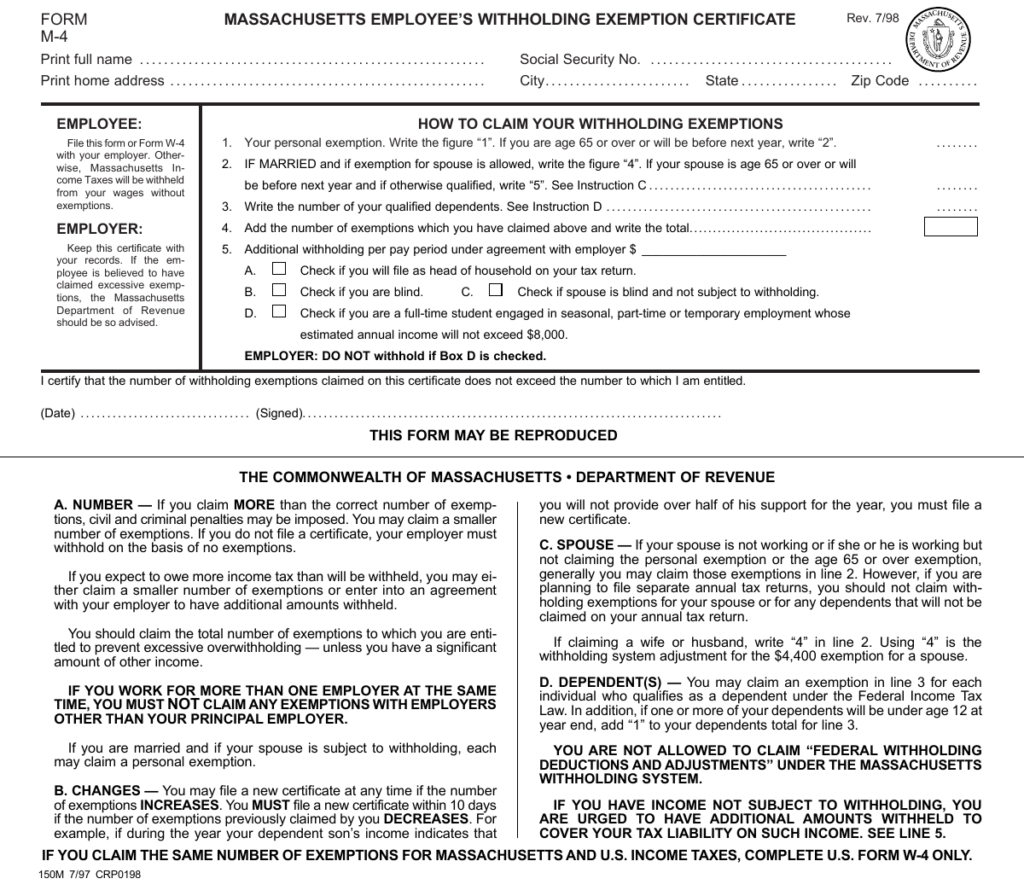 Hamiltondesignbuild Massachusetts M 4 Personal Exemption