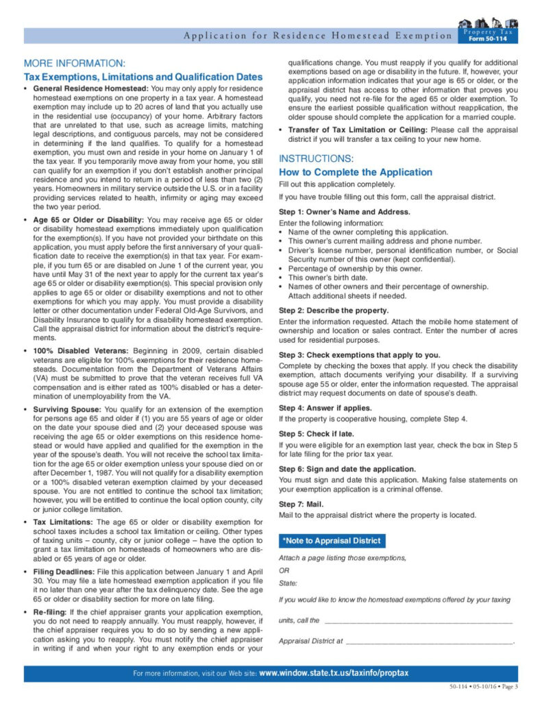 Homestead Exemption Form Fort Bend County By REMAX Integrity Issuu