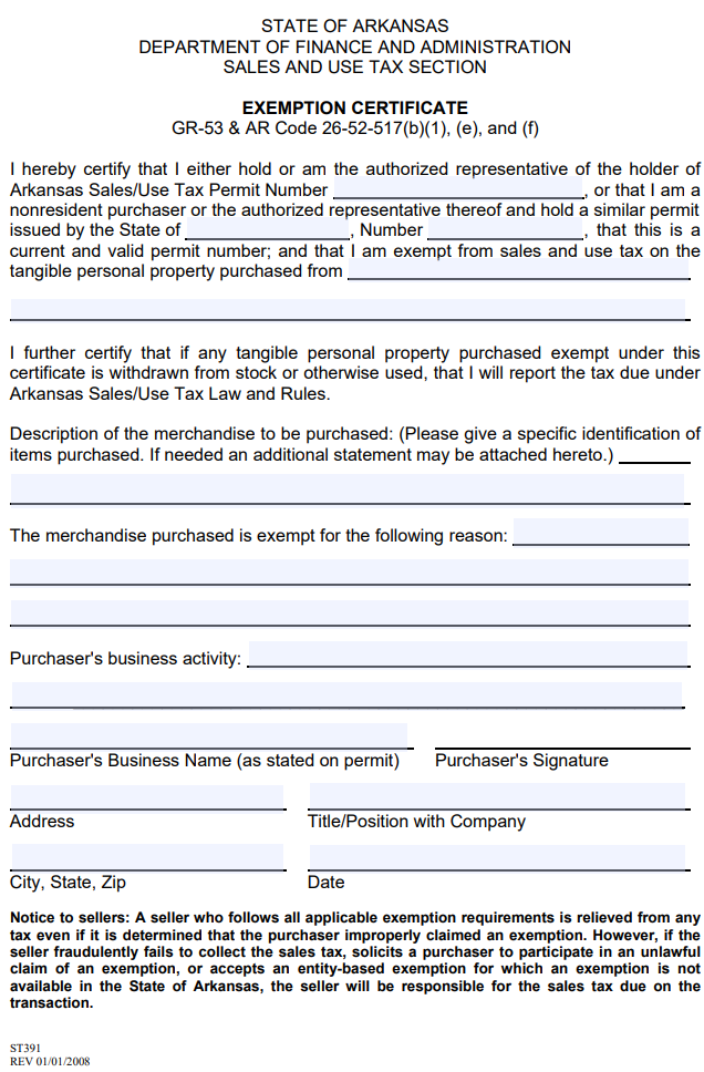 How To Get A Sales Tax Exemption Certificate In Arkansas 