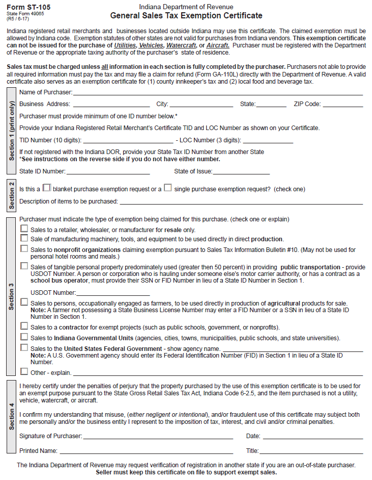 How To Get A Sales Tax Exemption Certificate In Indiana