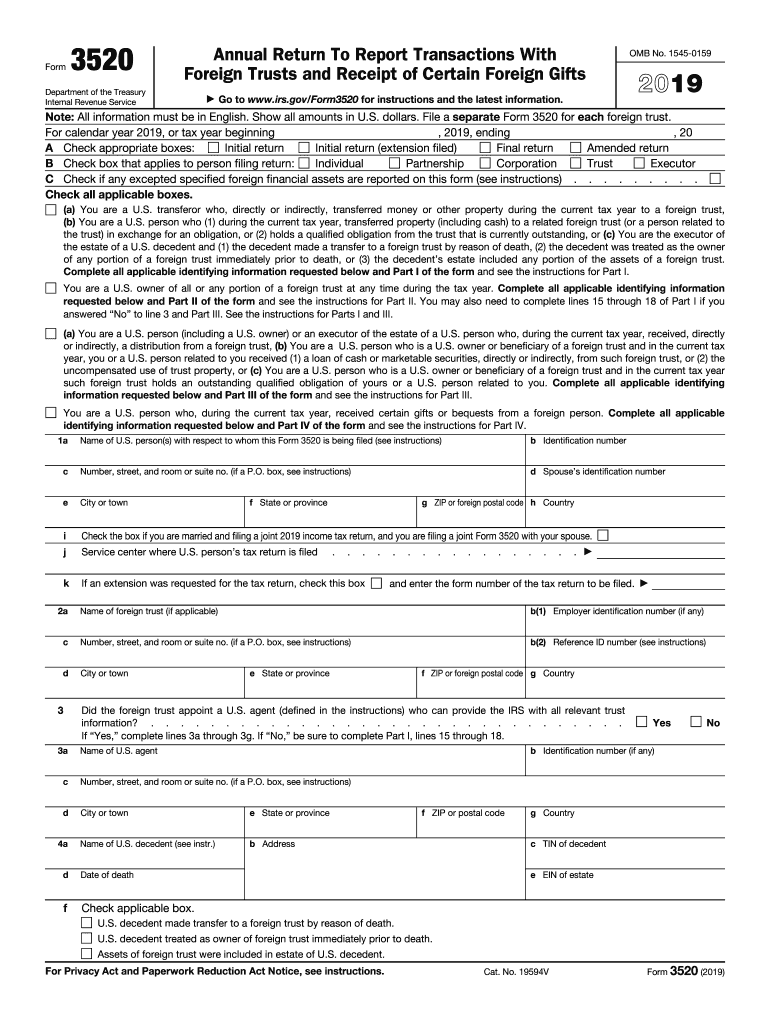 IRS 3520 2019 Fill Out Tax Template Online US Legal Forms