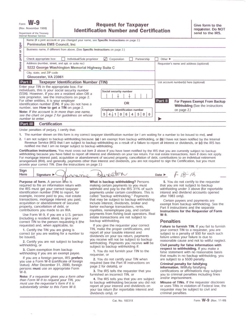 IRS Tax Exemption Letter Peninsulas EMS Council