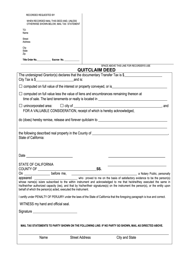 Los Angeles County Quit Claim Deed