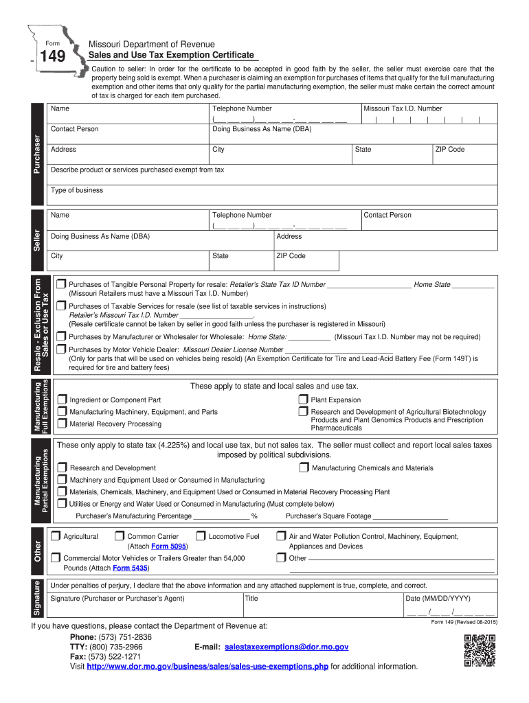Mo Tax Exemption Form Fill Out And Sign Printable PDF Template SignNow
