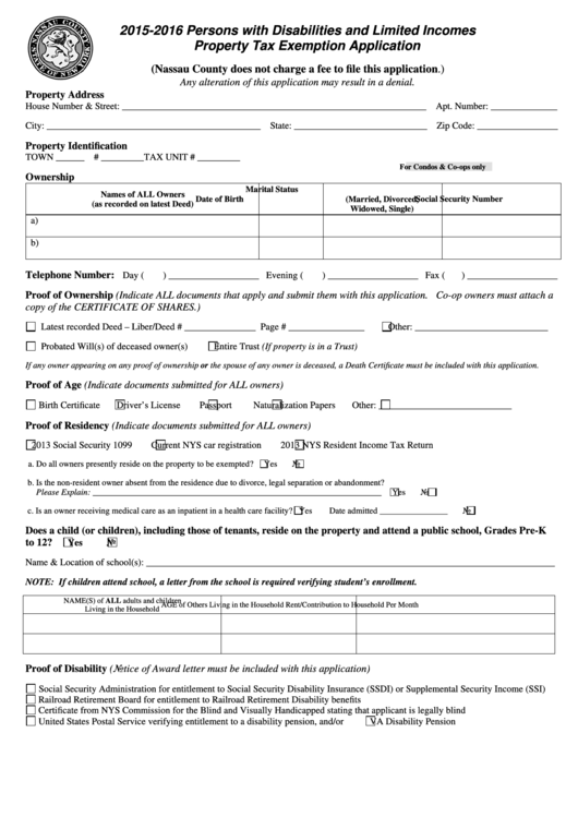 Nassau County Star Exemption Form ExemptForm