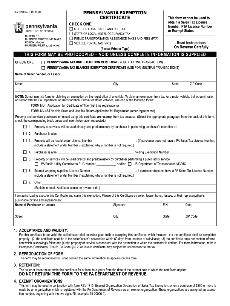 2023 Tax Exemption Form Pennsylvania