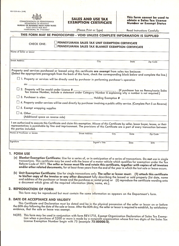 Pa Exemption Certificate Fill Out And Sign Printable PDF Template