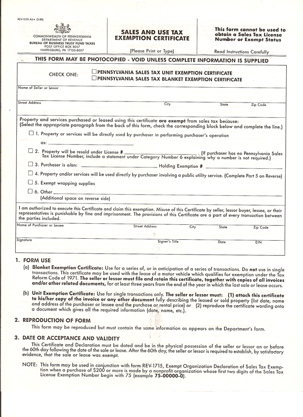 Pa Sales Tax Exemption Form 2023 ExemptForm
