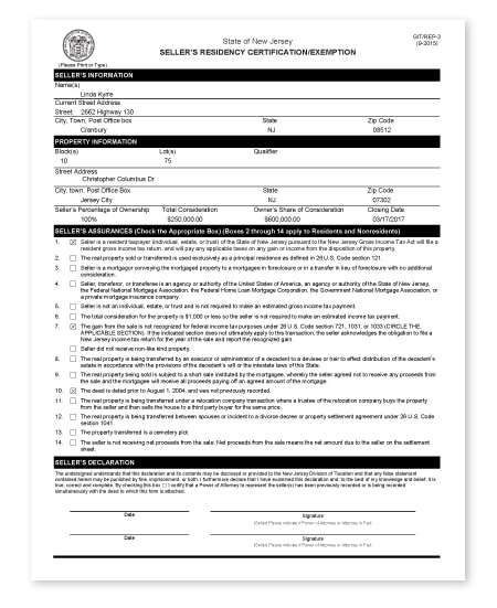 Seller s Residency Certification Exemption LEAP Forms