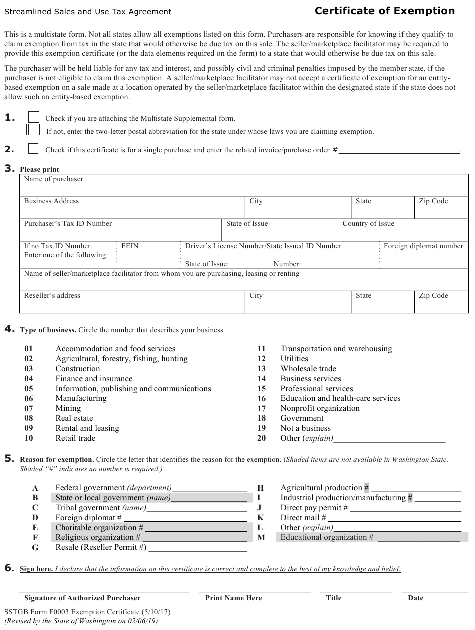 Washington State Sales Tax Exemption Refund Form