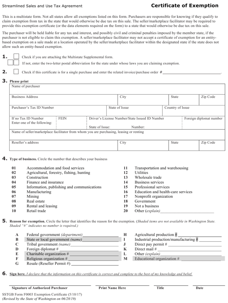 SSTGB Form F0003 Download Fillable PDF Or Fill Online Streamlined Sales 