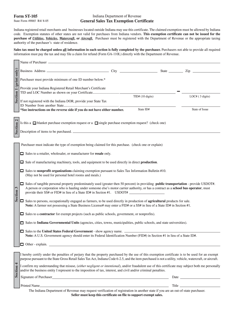 St 105 Fill Online Printable Fillable Blank PdfFiller