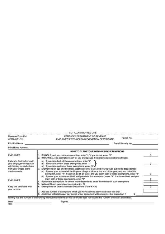 Top Kentucky Form K 4 Templates Free To Download In PDF Format