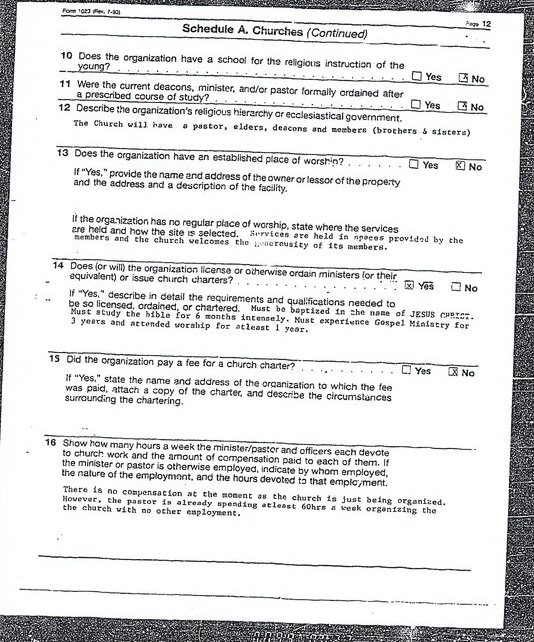 World Mission Society Church Of God IRS Tax Exempt Application Los 